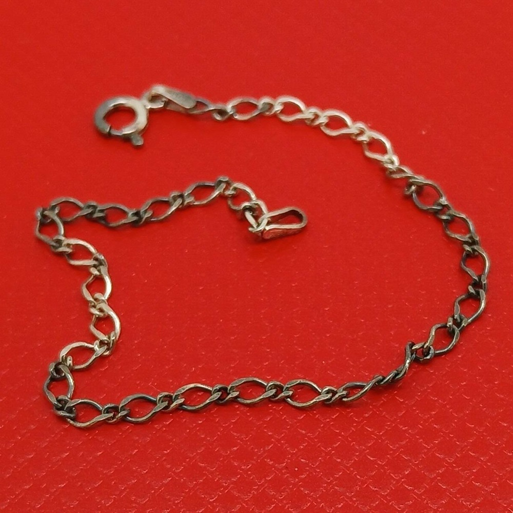 Vintage 1990s Sterling Silver Open Link Chain Bracelet 7 Inch New Old Stock 1.7g
